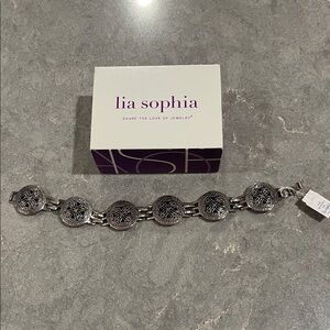 Lia Sophia Intricate Silver Bracelet 7”